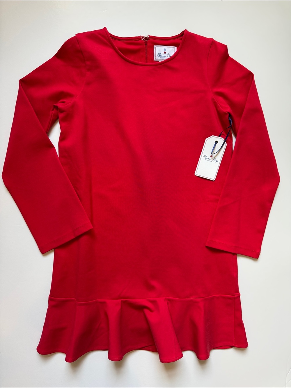Classic Prep Girls Bright Red Long-Sleeve Sophie Ponte Flare-Hem Holiday Dress